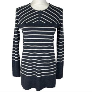 Tory Burch Grey/White Striped Tunic Sweater Sz.XL